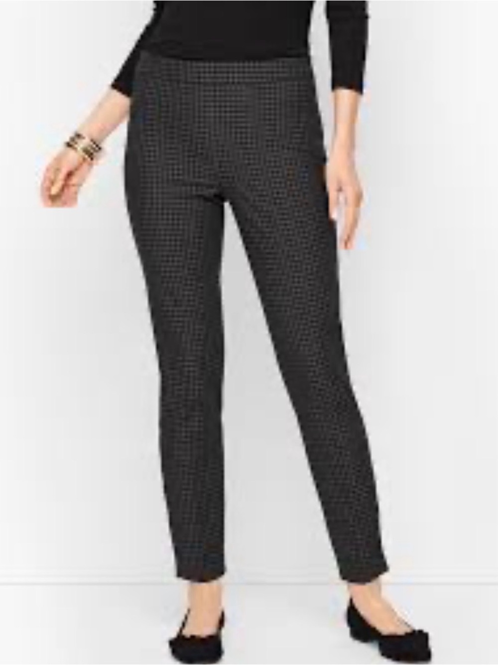 Talbots Chatham Button-Hem Ankle Pants Gray/Black Casual Business Casual Fall